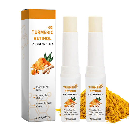 Turmeric Retinol Eye Stick, Under Eye Cream Stick for Dark Circles and Puffy Eyes, Anti Wrinkle Eye Cream to Smooth and Firm, Retinol Eye Cream Anti Aging, Turmeric Eye Cream Stick, 2PCS (2)