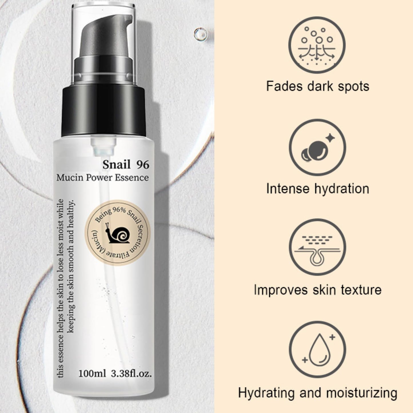 IZBEAUVO Snail Repair Essence - 96% Snail Mucin & Hyaluronic Acid Serum for Face, Intensive Hydration & Skin Repair, Anti-Aging & Pore Minimizing Serum for Dull, Damaged Skin Korean Skincare,100ML