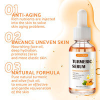 Leogony 2PCS Lightening Turmeric Serum Dark Spot Removal Corrector for Face Skin Glow, 30 ml, Anti Aging, Hydrating, Reduce Wrinkles