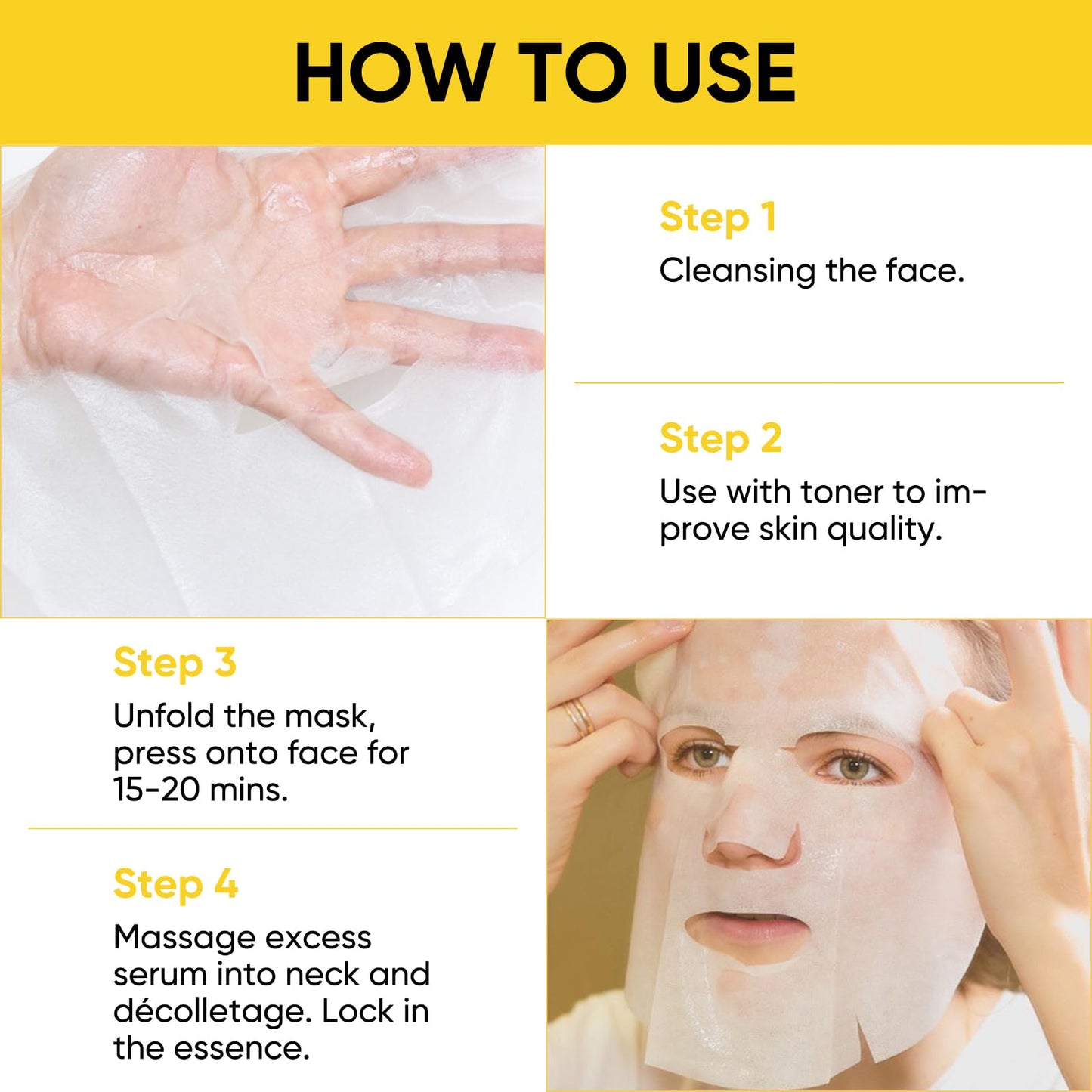 Pack of 10 Sheet Rice Face Masks, Hydrate, Moisturizing, Beauty Face Care Masks Skincare with Vegan Plant Extracts