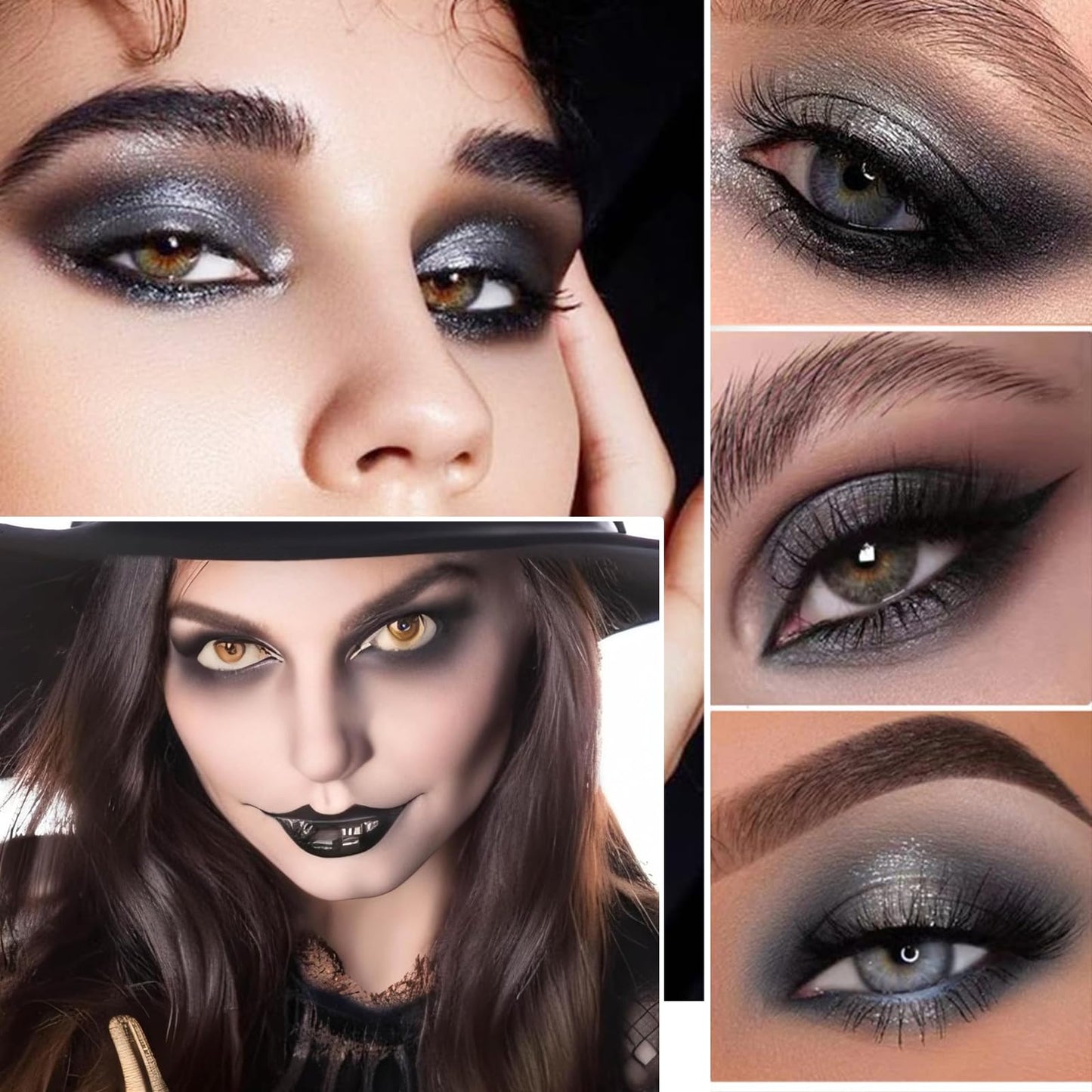Belligern Smoky Eyeshadow Palette,15 Colors Grey Eyeshadow Palette Smokey Eyeshadow Palette Glitter & Matte Eye Shadow Pallets with 2 Pieces Brush for Daily and Gothic Halloween