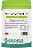Lindens Neurovits Plus Tablets - 90 Pack - Contains Vitamin B1, B6, B12 & Folic Acid Contributes Towards Normal Psychological Function, Healthy Heart & Nervous System - UK Manufacturer, Letterbox Friendly
