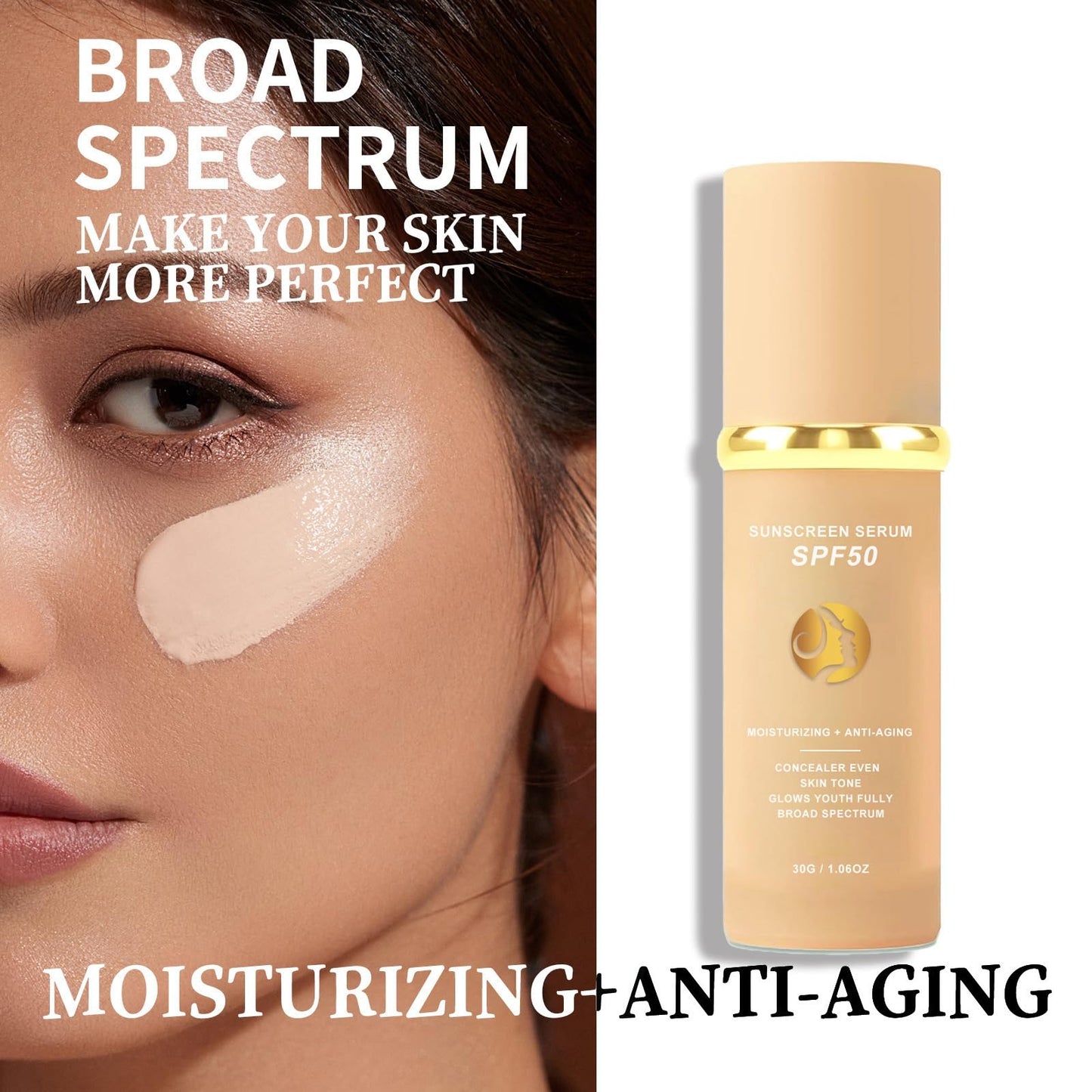 Siyinzu 4 In 1 Foundation Liquid,4 In 1 Moisturizing Full Coverage Liquid Foundation,Sunscreen Serum Spf 50 Founda/tion,Anti-Aging Face Foundations,Foundatio/n For Mature Skin,Color Changing Foundatio/n