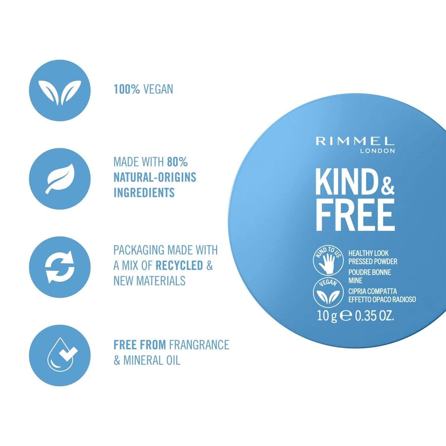 Rimmel Kind + Free Natural Finish Pressed Powder, Translucent 001