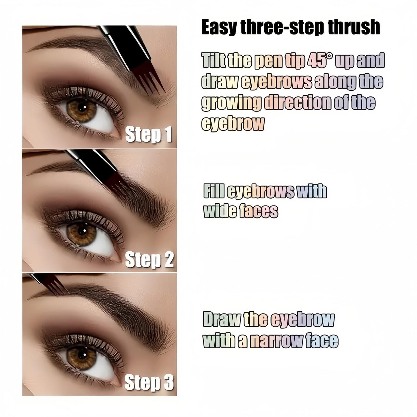 Oumun Eyebrow Pen,2-in-1 Eye Brow Pencils for Women with 4-Fork-Tip & Precise Brush-Tip,Waterproof Eyebrow Pencil Contouring Pen,Dual Ended Eyebrow Pen,Black Eyebrow Tint,Brow Microfilling Pen,Brow Tint Pen