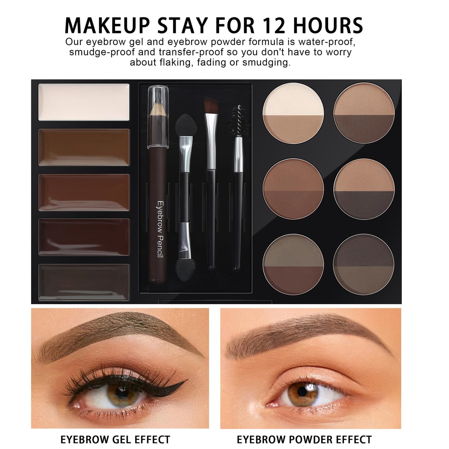 SONGQEE All-in-One Eyebrow Kit - Brown Eyebrow Powder Sculpting Kit, Shape, Define & Groom Eyebrow Makeup Palette Kit, Include Eyebrow Pomade, Brow Powder, Eyebrow Pencil, Eyebrow Brush, Eyebrow Stencils