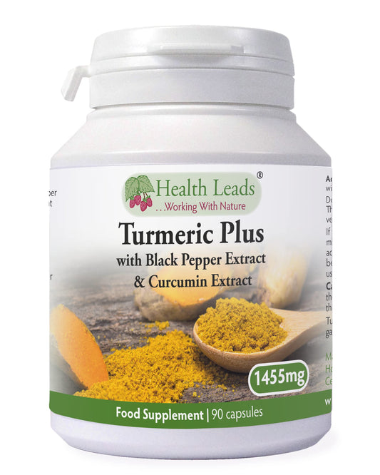 Health Leads ...Working With Nature Turmeric Capsules 1455mg with Curcumin and Black Pepper (3 Month Supply) High Strength Active Extracts | Clean British Supplements