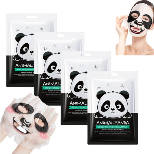 4PCS Panda Face Mask,Face Masks Skincare,Funny Faces Masks,Fun Animal Sheet Mask,Deep Hydrating, Brighten, Moisturize,Elasticity Improve Tighten Skin,Soothe For All Skin Types