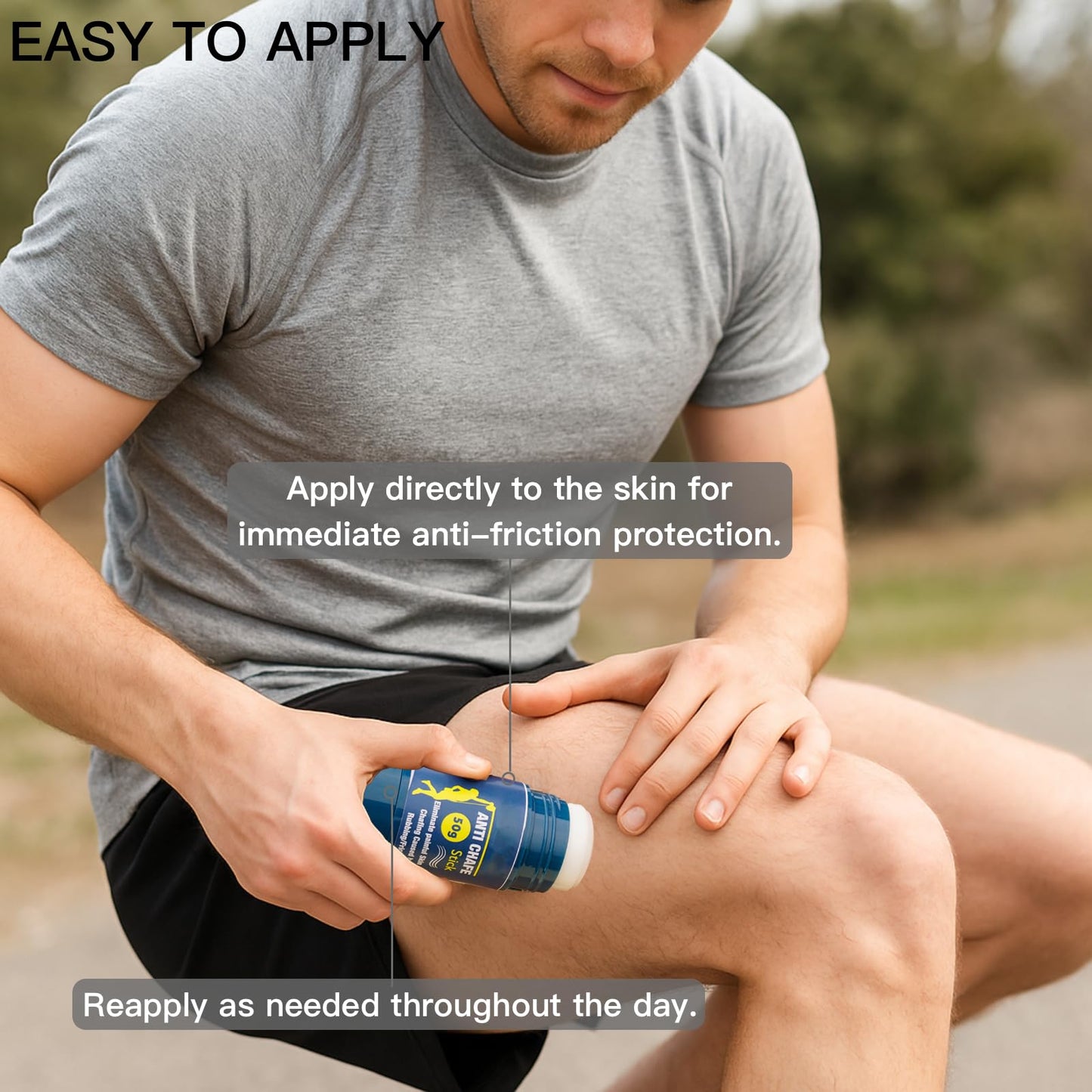 CTUBLIAUNX Body Glide Anti-Chafe Balm – Long-Lasting Protection Against Thigh Chafing – Hydrating Waterproof Formula for Sports, Cycling & Running