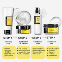 Snail Mucin Skin Care Set For Women, 4 PCS Snail Skin Care Sets & Kits For Girls, Facial Kit with With Face Cleanser, Serum, Face Cream, Eye Patches, Basic Skin Moisturiser Improve Dull Skin Wrinkle