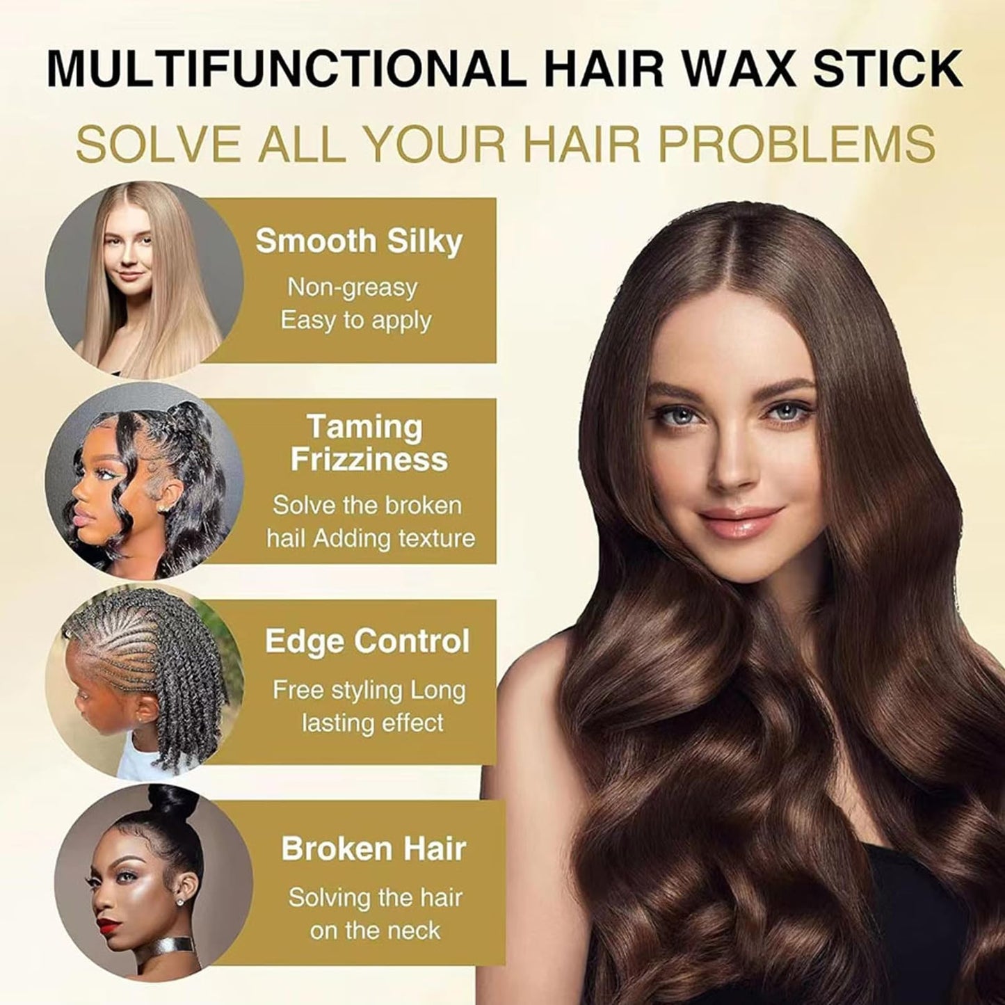 1PCS Olive Oil Hair Wax Stick,Styling Wax for Smooth Wigs,Unisex Hair Pomade Stick Edge Control Stick, Non-greasy Styling Wax for Flyaways Edge Frizz Hair
