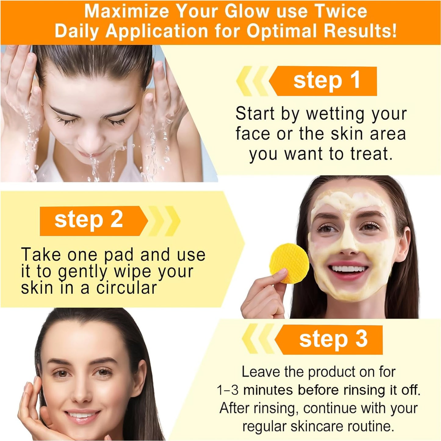 Ceboic Kojic Acid and Turmeric Pads, Turmeric Exfoliating Pads for Face, Turmeric and Kojic Acid Cleansing Pads Facial Sponges for Dark Spots, Acne Scars, Unclog Pores (50 Pads)
