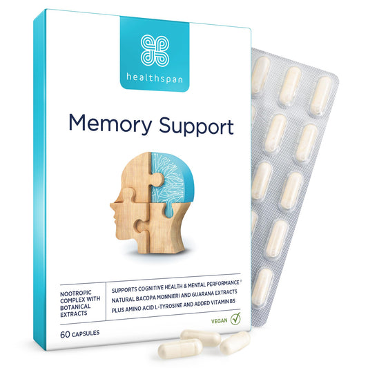 healthspan Healthspan Memory Support | 60 Capsules | Helps Concentration and Memory | Supports Cognitive Decline associated with ageing | High Strength bacopa monnieri Extract | Added Guarana for Alertness