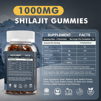 Shilajit Gummies 1000mg, Pure Himalayan Shilajit Gummies, Mixed Berry, 60 Gummies