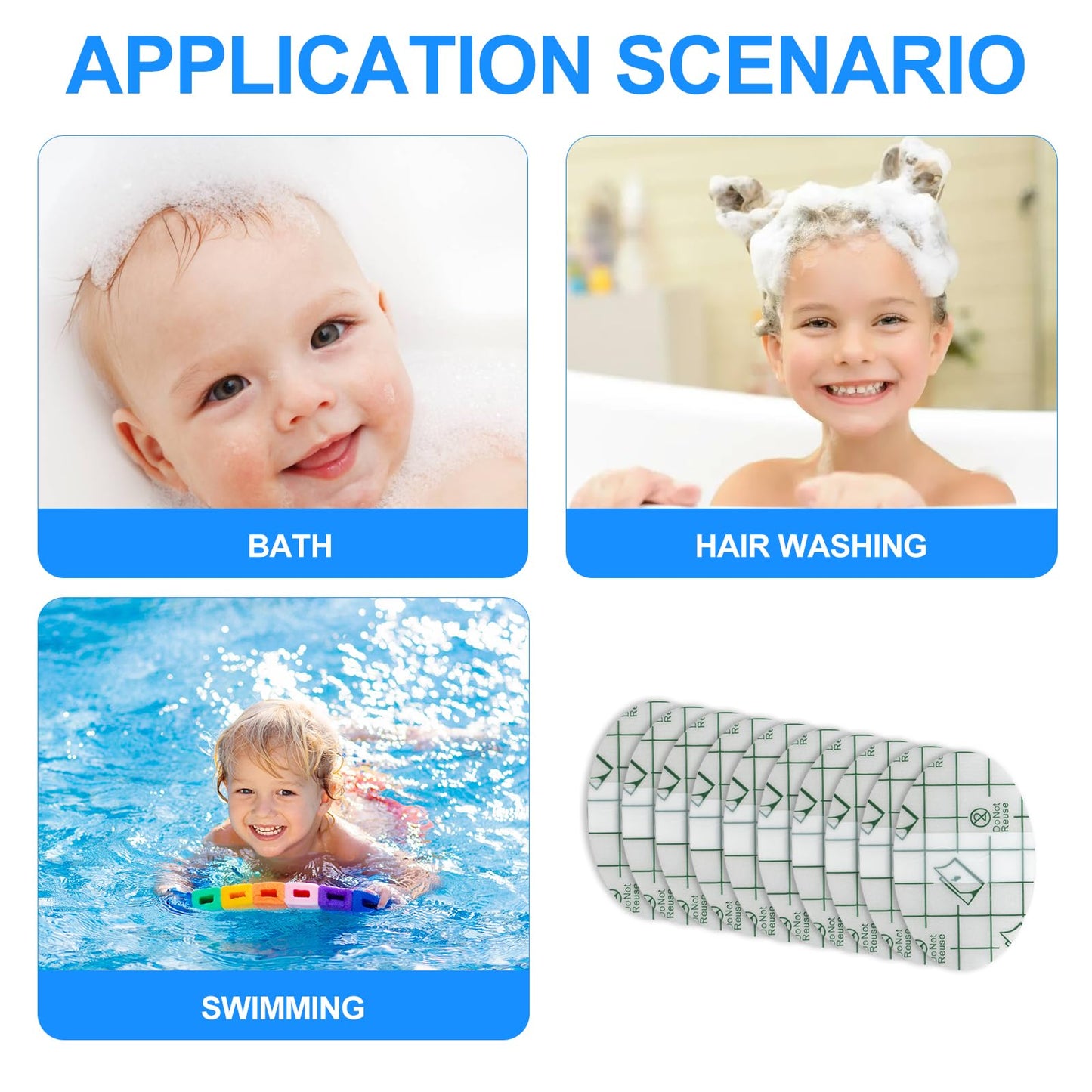 Generic Ear Covers for Shower – 60 Waterproof PU Stickers – Skin-Friendly & No-Lift Design for Swimming and Showering