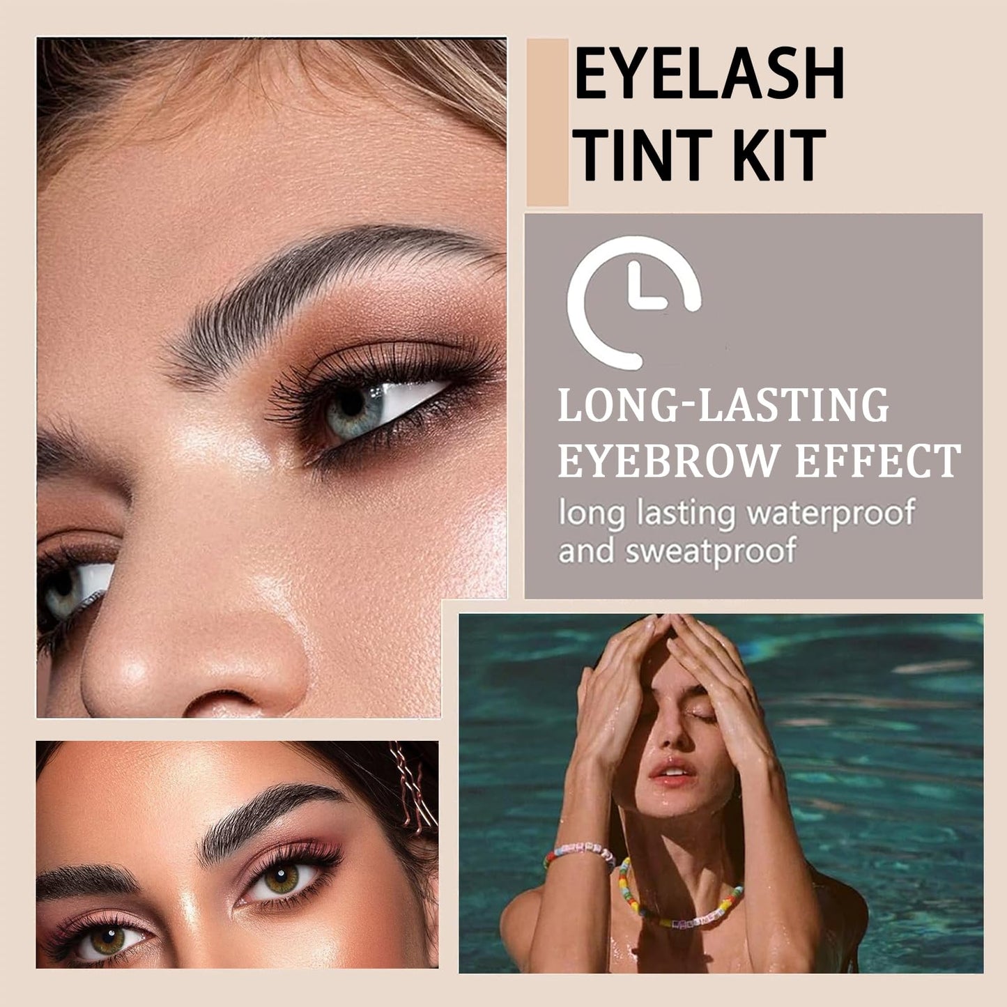 AuraAnge Eyebrow & Eyelash Tint Kit, Black Eyebrow Dye, Semi-Permanent Eyelash Tint, Volume Lashes & Full Brows Last 4 Weeks, Fast & Easy Application with All Tools, Sensitive Skin Friendly, 30ml