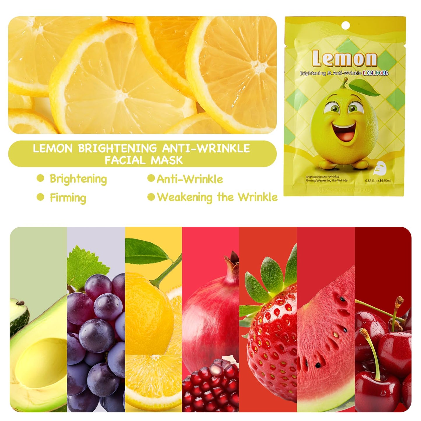 Asheyya 7 Pcs Kids Face Masks, Hydrating Nourishing Fruit Face Mask for Girls for All Skin Types