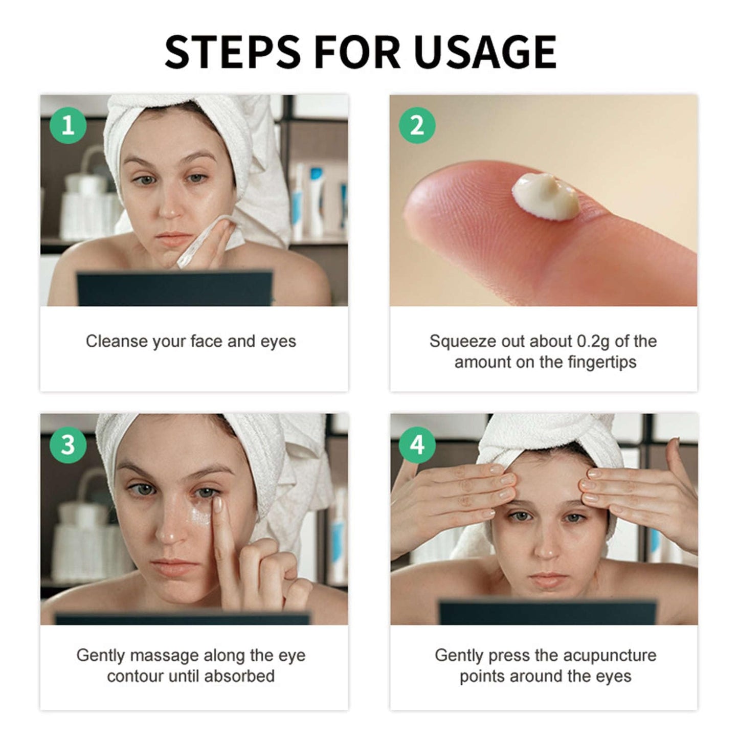 QIEEUMIN Caffeine Eye Cream for Dark Circles and Puffy Eyes with 4% Niacinamide Anti-Aging Collagen Eye Cream for Wrinkles Deeply Nourishing Skin Tightening 50ml