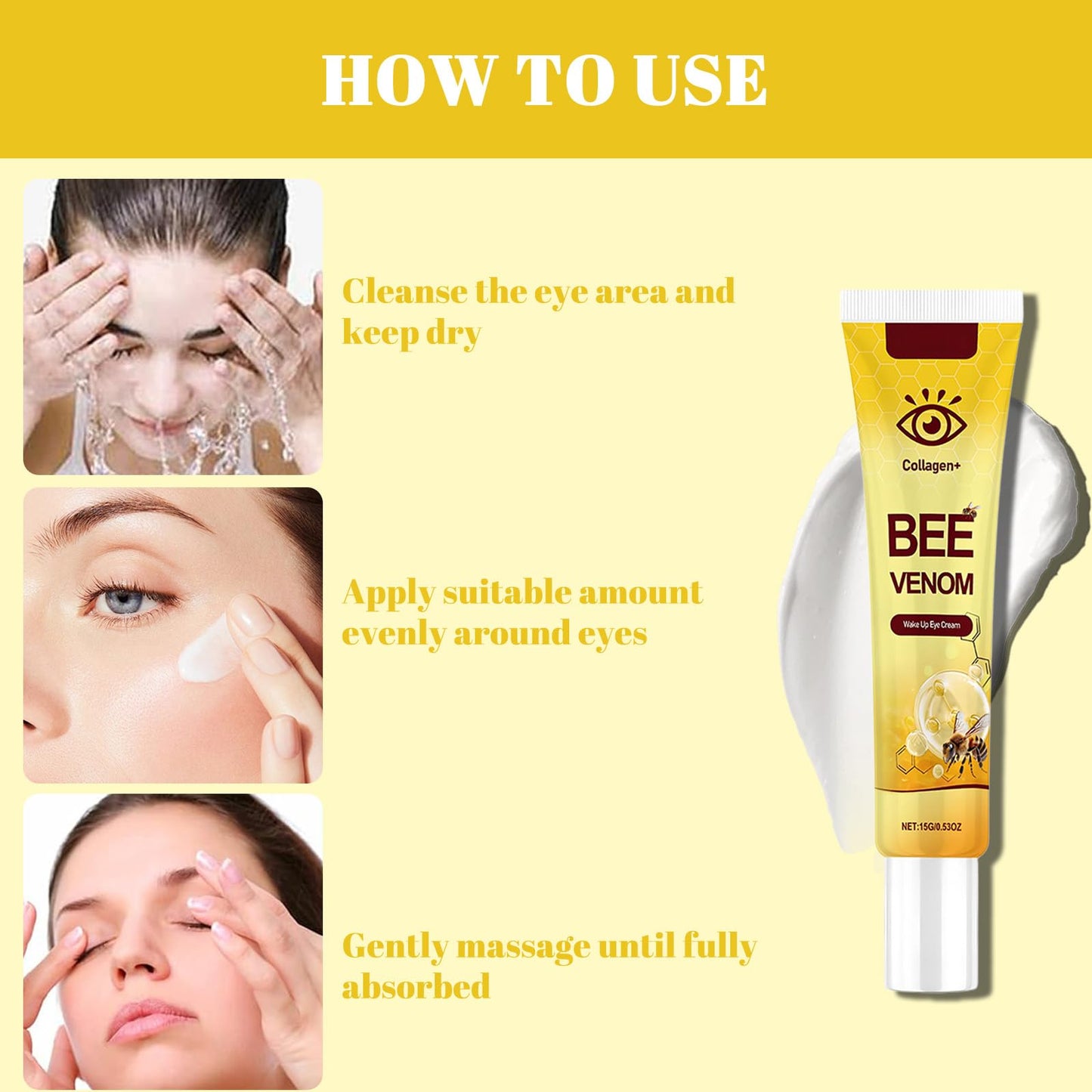 Generic Eye Cream with Collagen, Skin Tightening Cream for Face, Microneedling Serum & Wrinkle Filler, Deeply Moisturizes & Firms Eye Area, Reduces Dark Circles & Puffiness, Lightweight (Eye Cream*1)