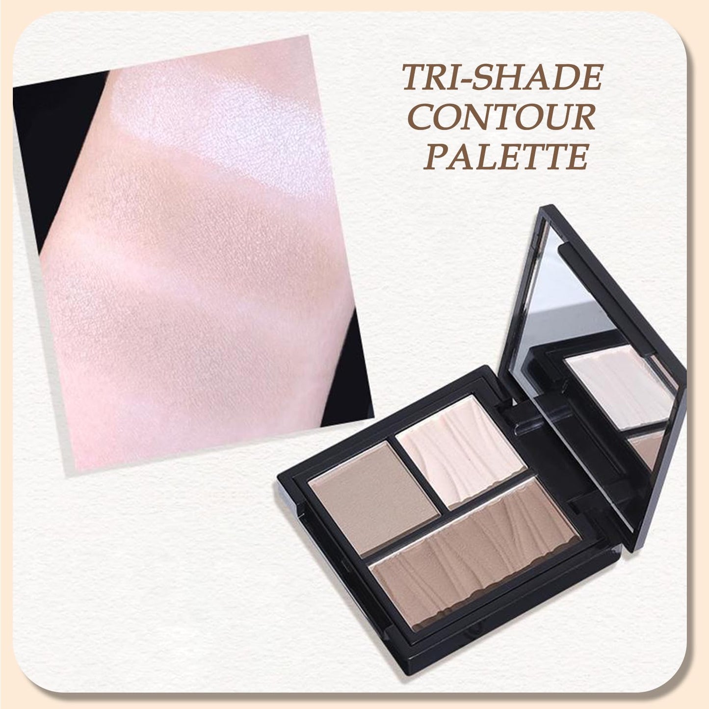Generic Contour Palette 3-Shade Contour Palette Face Bronzer Highlighter Silky Smooth & Blendable Texture Contour Powder Palette Multi-Use Face Palette Blendable Compact Matte Powder Makeup