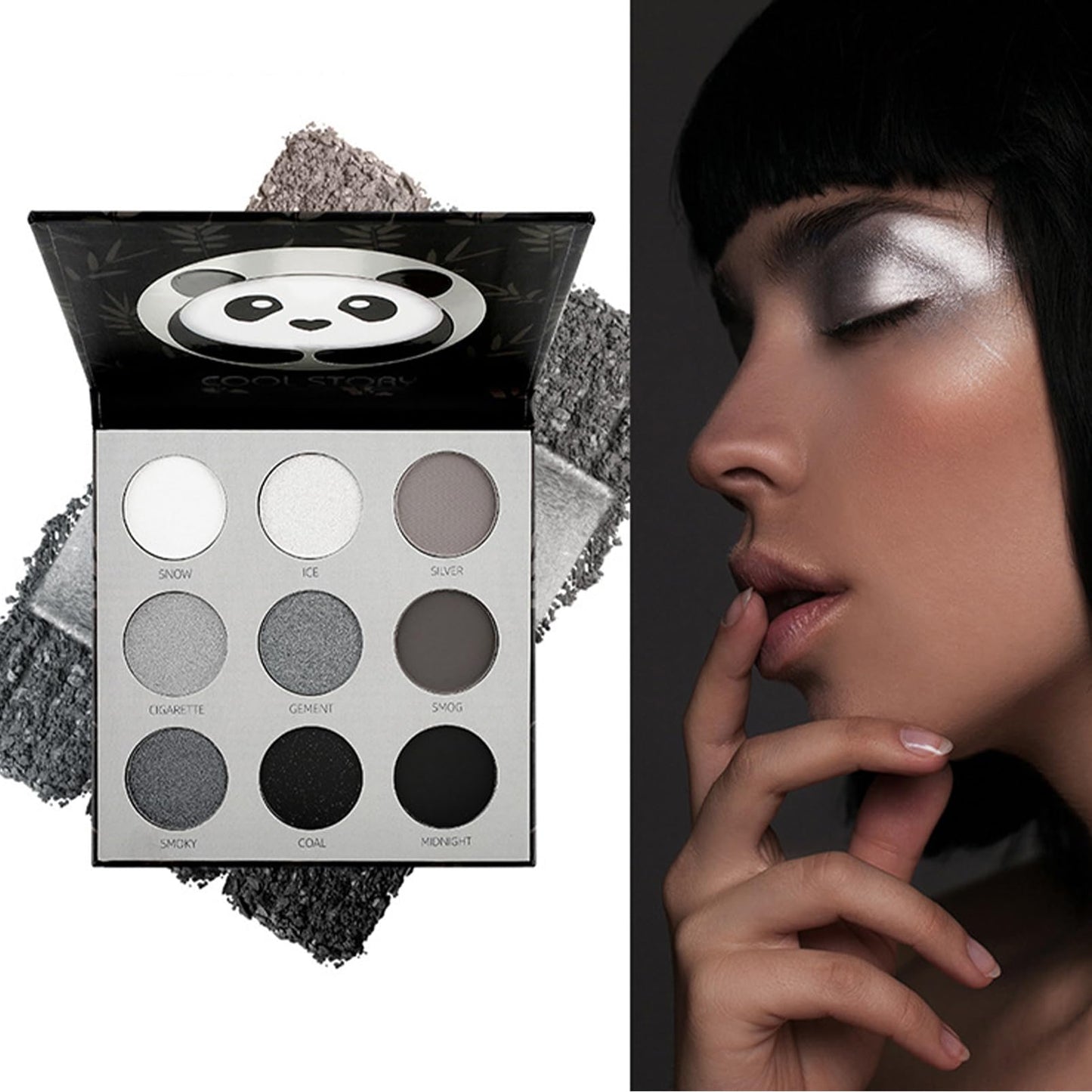 SHEBEEDO Black Eyeshadow Palette,Black Smokey Eyeshadow Palette Makeup,9 Colors Black Silver Gray White Eyeshadow Palette,Highly Pigmented Blendable Makeup Matte Glitter Eyeshadow Palette For Girl&Women