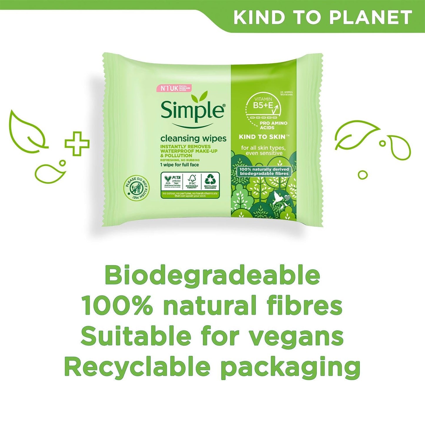 Simple Face Care (Cleanse Face Wipes 2 x 150ml)