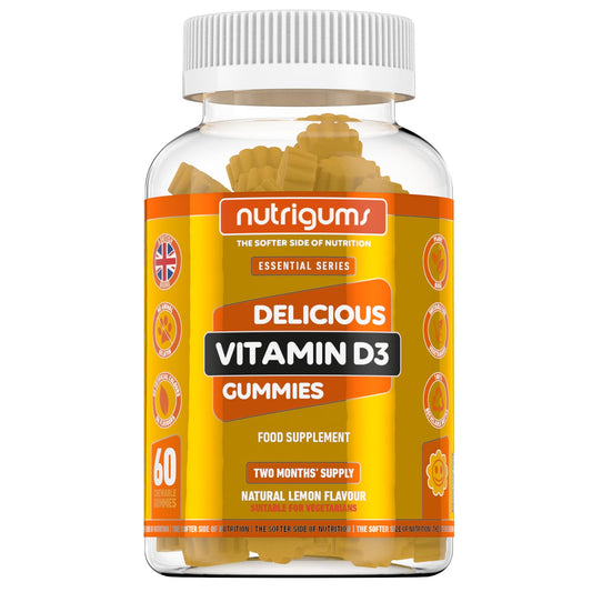 Vitamin D3 | 60 Lemon Flavour Gummies | Two Month Supply | 1000iu High Strength for Immune, Bones & Muscle Support | Suitable for 12+ Years by NUTRIGUMS®