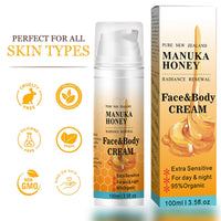 QIEEUMIN Manuka Honey Face Cream Moisturising Soothing Skin Rejuvenation Brilliant Skin Anti-Wrinkle Anti-Aging 2 In 1 Honey Face & Body Cream Moisturiser 100ml