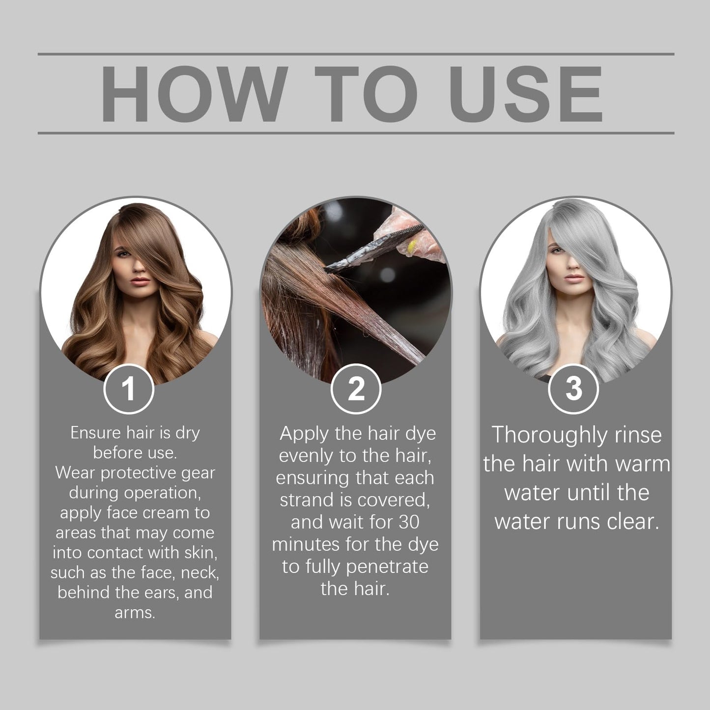 Xinyig 2 In 1 Natural Essence Extract Silver Hair Dye,Silver Gray Natural Hair Dye Cream,Metallic Sil/ver Gray H/air Dy/e,H/air D/ye Permanent for Daily Use,Durable and Easy to Operate,Grey Hai/r Color
