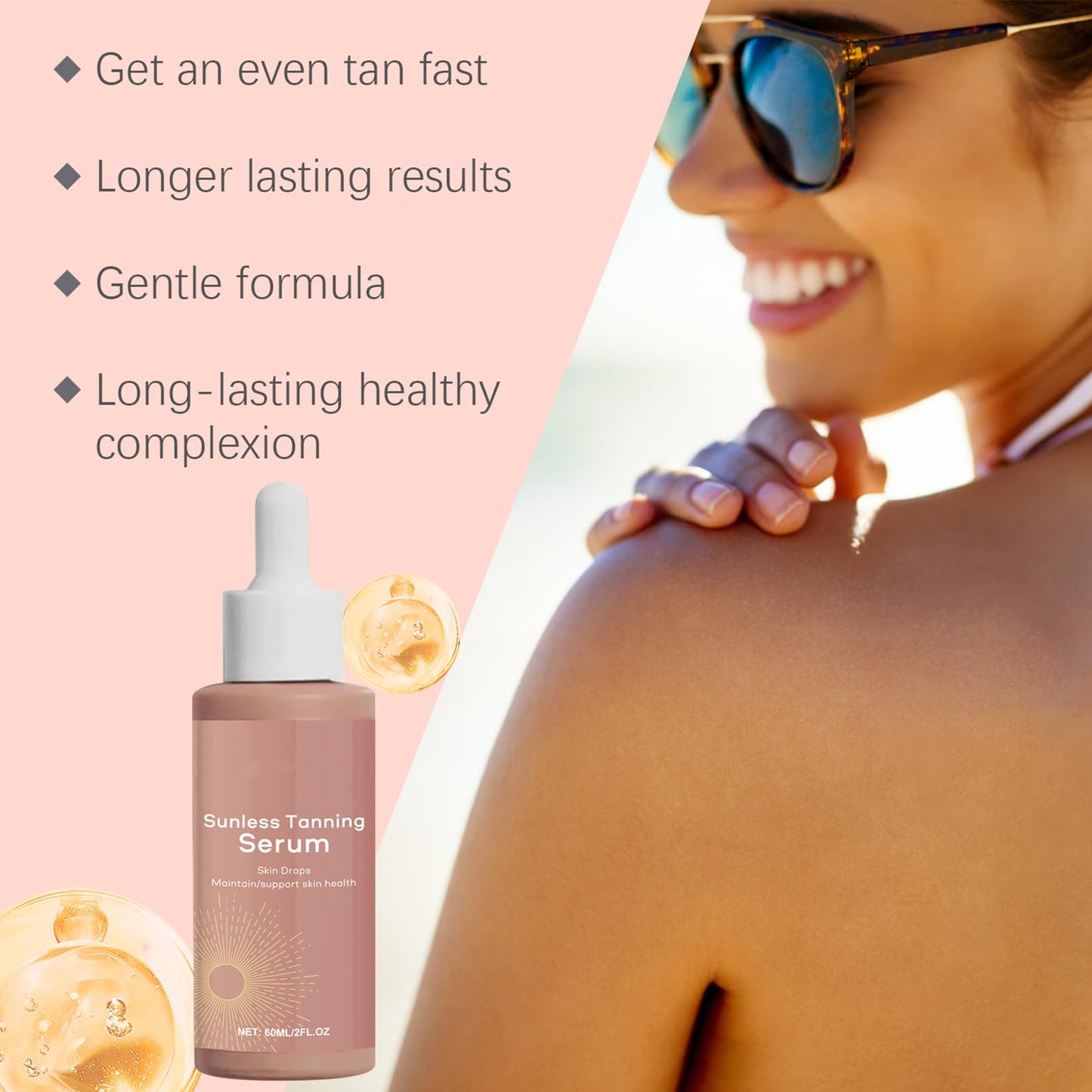 generic Self Tanning Drops for Face – Natural Sunless Glow, Gradual Tan Moisturiser, UV-Free & Safe Face Tanner for Women, Hydrating Self Tan Glow Drops