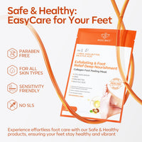 modelones Modelones Foot Peeling Mask 3 Pack, Exfoliating Foot Mask for Dry Cracked Feet, Callus Dead Skin Remover, Additional 3 Pack Collagen Serum for Reviving Baby Soft Smooth Touch Feet, Women and Man