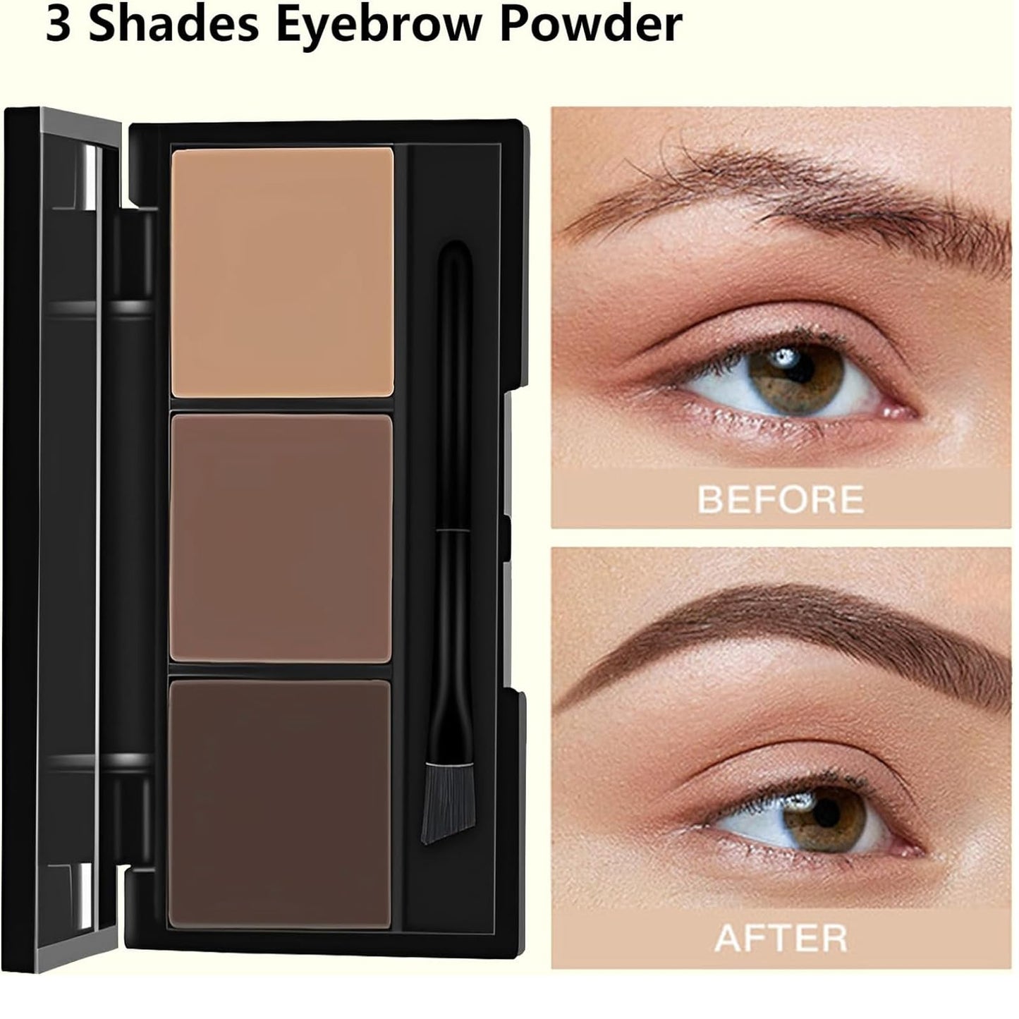 HAORQEE Eyebrow Powder Palette, Dark Brown Light Brown Brow Powder Shaping Kit Eyebrow Filler Brow Tint Root Touch Up Face Contour Hairline Powder, Natural Waterproof Long Lasting Make-Up Palette with Brush