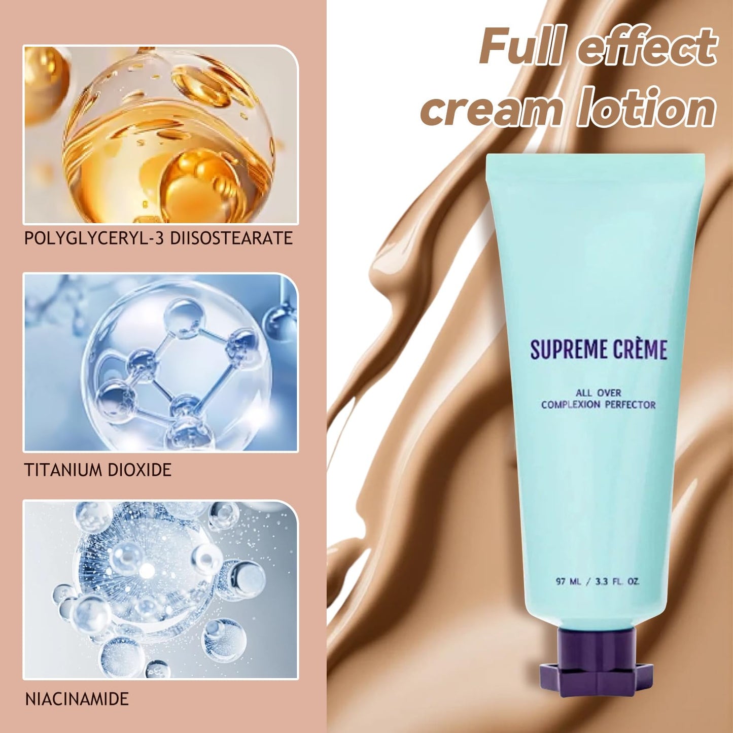 Shefave Supreme Cream, All Over Complexion Perfector, BB Cream Tinted Moisturiser, Full Coverage Concealer – Hydrating, Waterproof & Long-Lasting Body Coverage Perfector (Light, 97ml)
