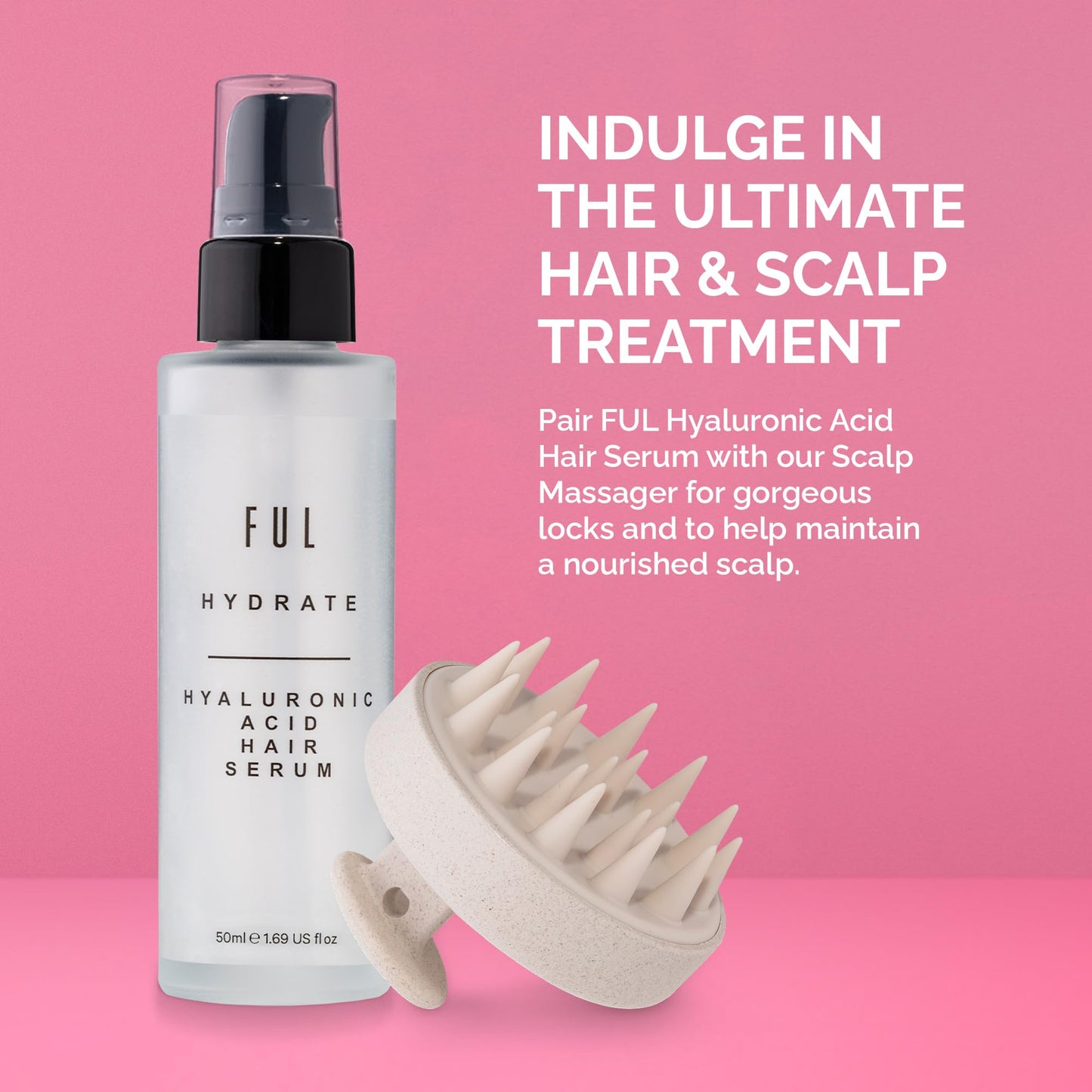 FUL Hyaluronic Acid Hair Serum | Hyaluronic Acid Serum To Tame Frizz, Flyaways and Smooth Hair | Lightweight Leave-In Anti Frizz Hair Serum With Hyaluronic Acid, Panthenol & Glycerine | Made in UK