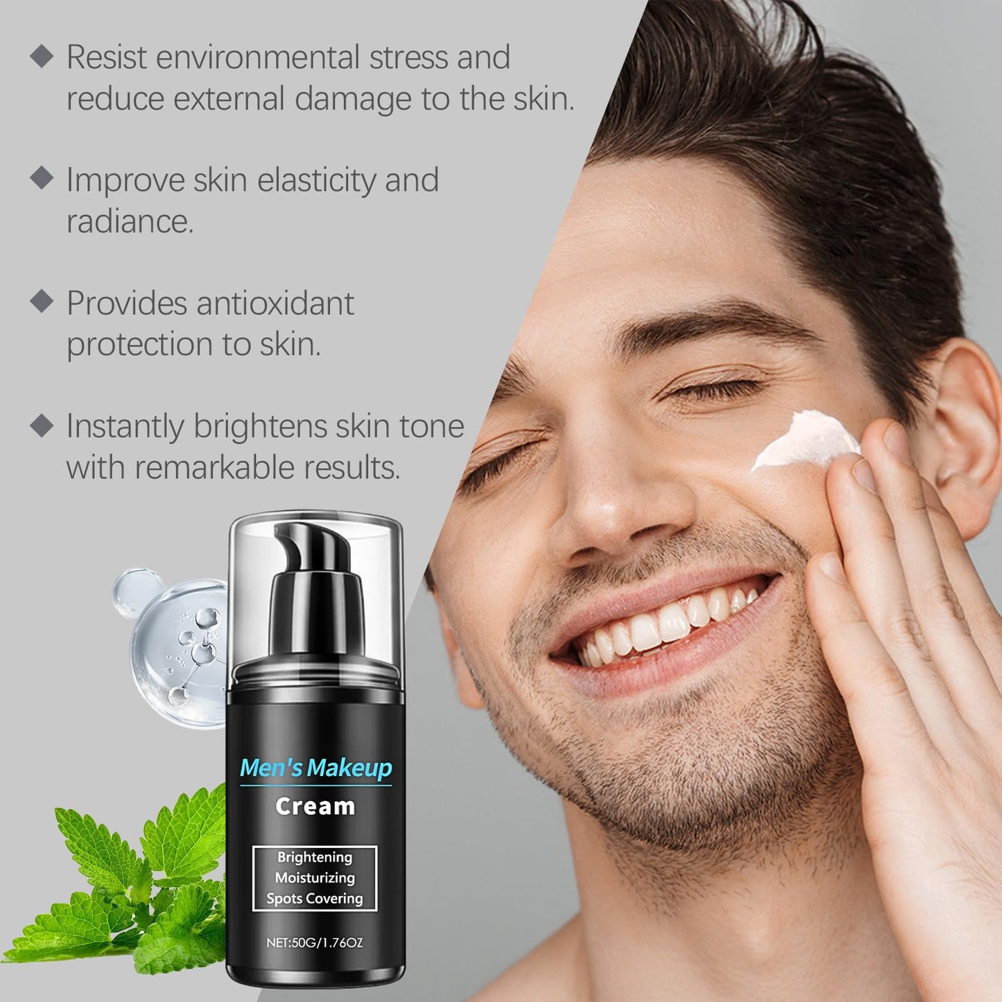 Men's Makeup Face Cream, Brightening Moisturiser for Men, Dark Spot Cream, Skin Lightening Cream, Hydrating Face Cream, Face Care for Even Skin Tone, Moisturizing, Spots Covering, Firming