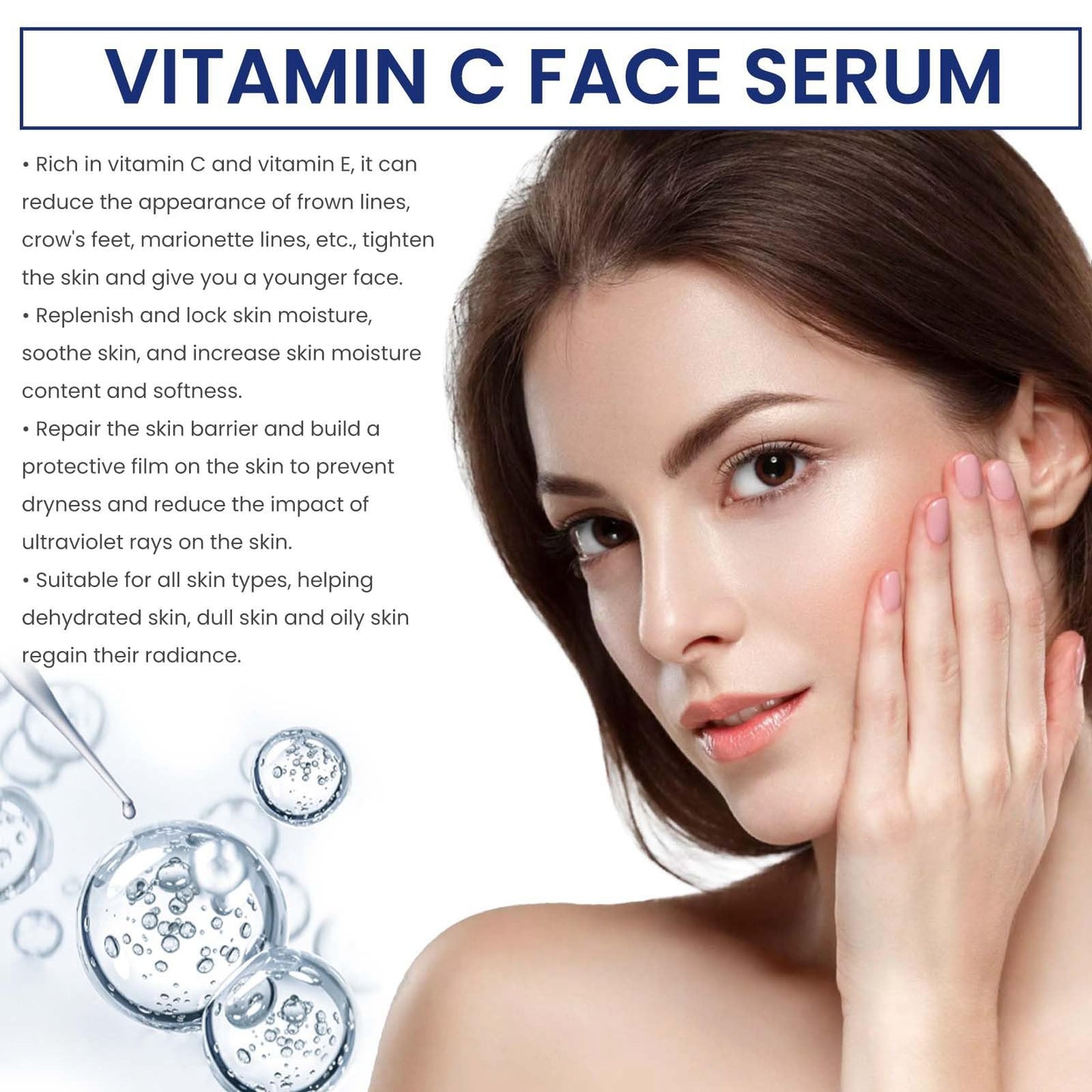 HIVETZ Vitamin C Facial Serum Essence,Anti Wrinkle Serum,Dark Spot Remover For Face,Anti Aging Facial Serum,Hyaluronic Acid Serum,Brightening Skincare Serum,Hydrating Face Serum For Women,Dark Spot Corrector