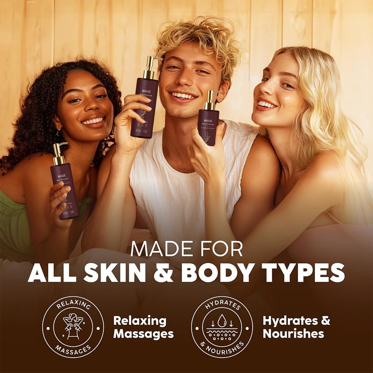 ThamGlow Magic Body Oil Firming Magic Luxury Body Oil For Women, Massage-Oil For Glowing Skin - Intensely Hydrating Dry Skin, Visibly Firms & Reduces Appearance Of Fine Lines, Magic-Oil For Sagging Skin