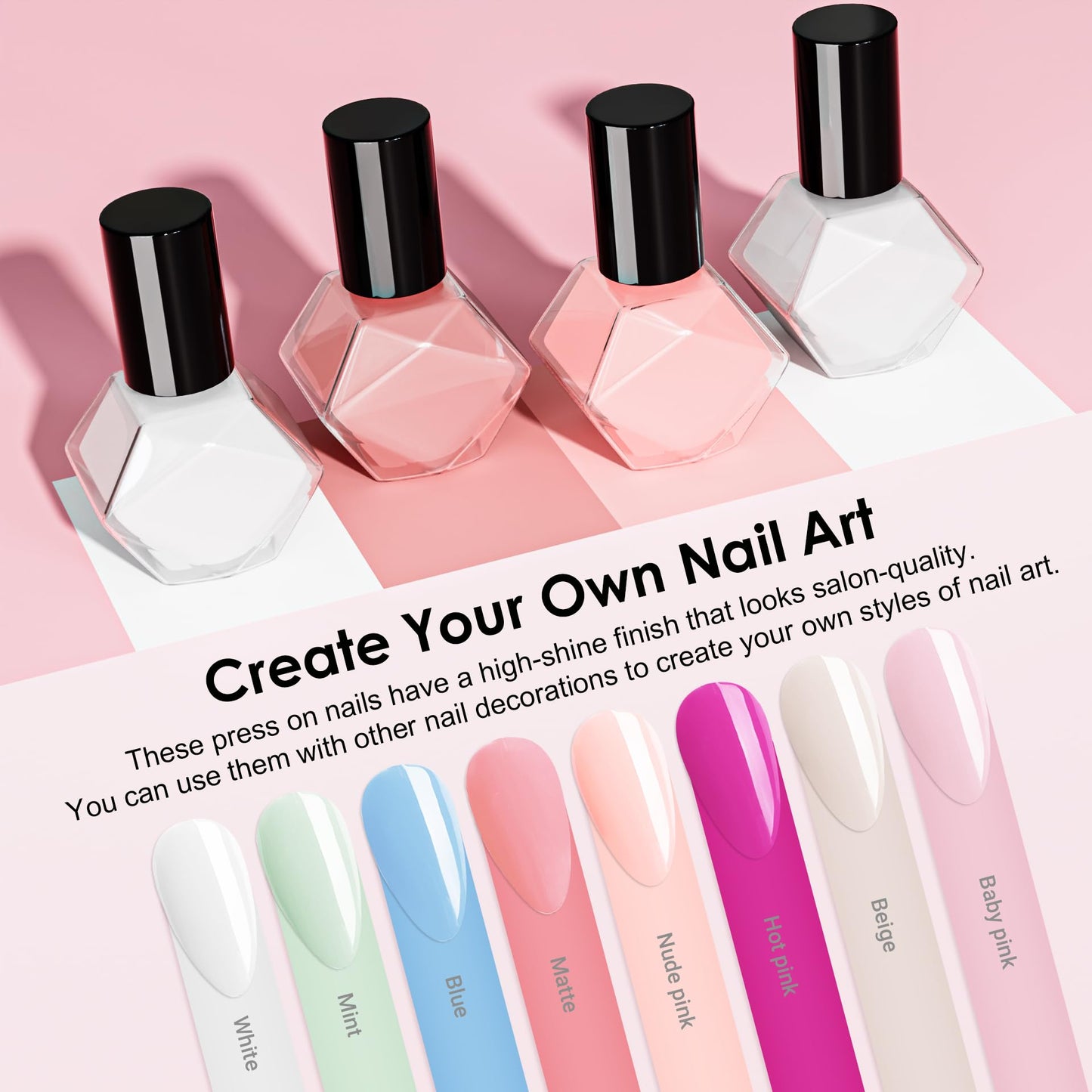 SXVME Light Pink Press-on Nails Short Oval - Simple Acrylic for Daily Wear, Natural Glue on Almond Solid Gel Full Coverage