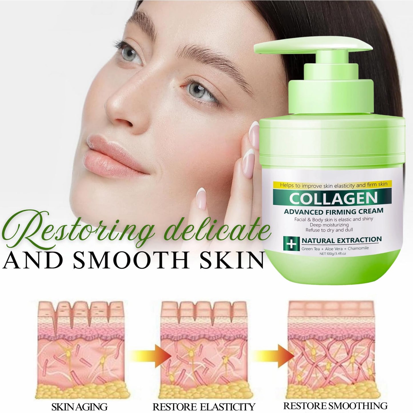 IZBEAUVO Collagen Advanced Firming Cream for Face&Body-Anti Wrinkle Face Cream with Hyaluronic Acid,Skin Lightening Cream,Lifting & Firming,Deep Moisturizing Rejuvenating Firming Lotion for All Skin Types,100g