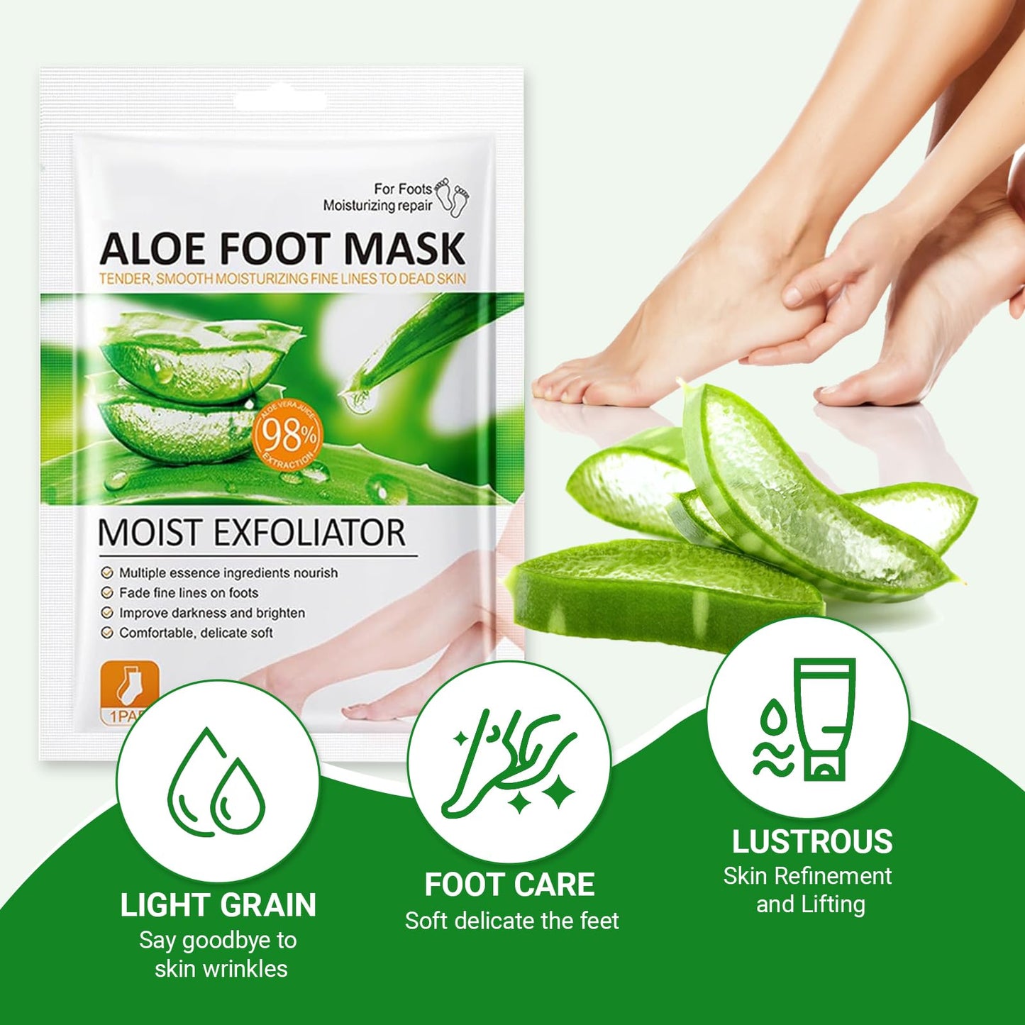 Neyeau 5 Pairs Foot Peel Mask for Hard Skin, Exfoliating Foot Peel Mask, Callus Remover, Aloe Deep Hydration, Nourishing, Repairing, for Daily Foot Care