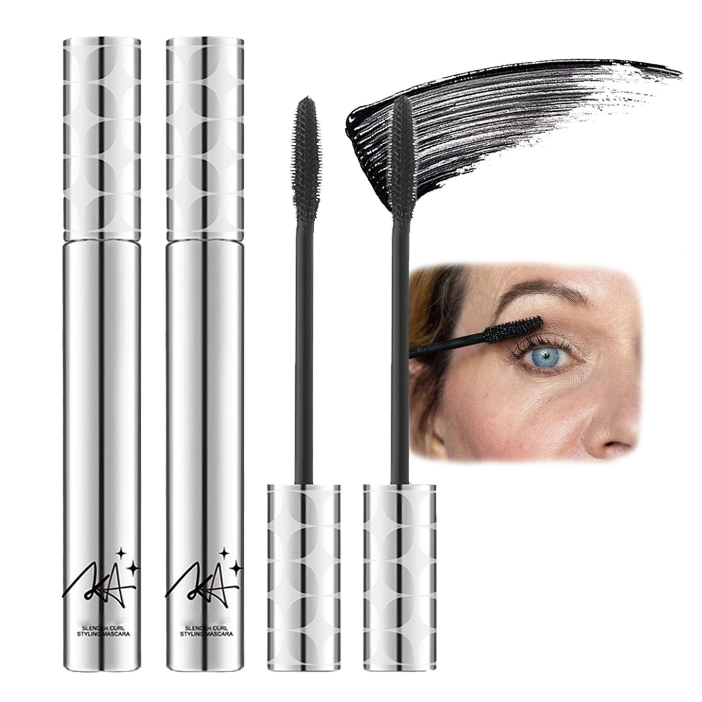 HERBINSOLS 2 Pack Mascara for Older Women - Black Waterproof Mascara Tubing Telescopic for Seniors with Thinning Lashes - Natural Waterproof Volumizing Black mascara for Sensitive Eyes