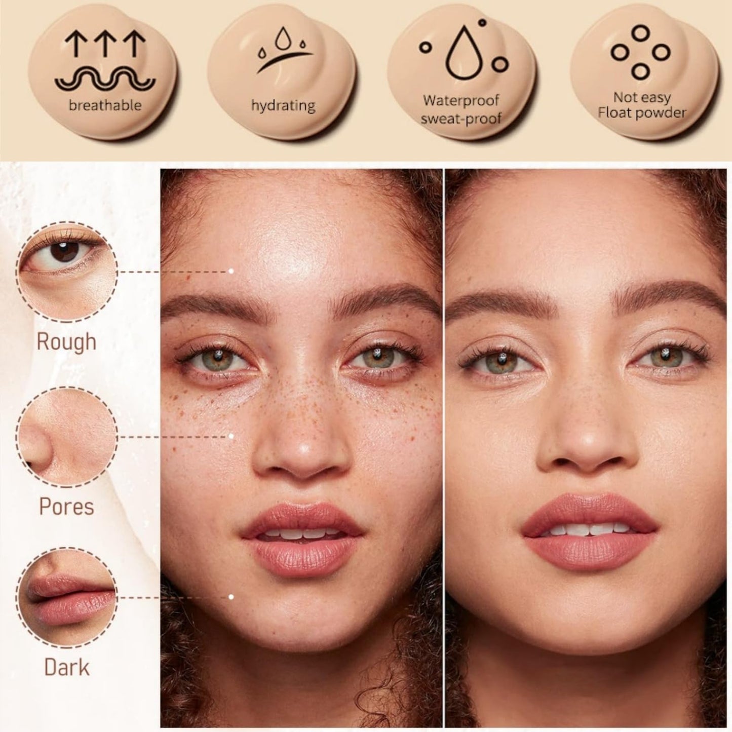 Makeup Multi-Use Full Coverage Concealer Stick,Makeup Found/ation Sti/ck,Cream Foun/dation With Built-In Brush,Flawless Eraser Foundation Sti/ck,Double Head Make-Up St/ick,Durable Cream Found/ation#3