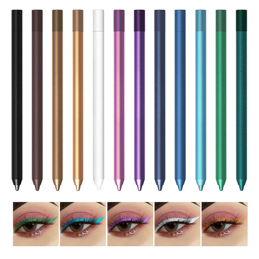 OunTechGlory 12 Rainbow Colored Eyeliner Pencil Set - Matte, Long-lasting & Waterproof Liners for Christmas and Masquerade Makeup - Smudge-proof Eye Liners