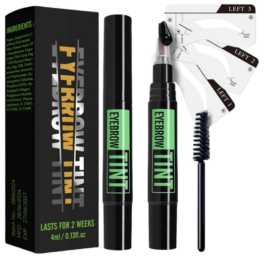 OuXing Eyebrow Tint,Semi-Permanent Eyebrow Dye,Eyebr-ow T-int Dark Brown,B/row Ti-nt Eye-brow Dye Kit with B/row Cards & Brush,Long-Lasting D/ye Eye/brow Gel,Waterproof Eye-brow T-int Pencil,01 Brown