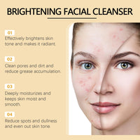 Brightening Face Wash, Turmeric Kojic Acid Foaming Facial Cleanser, Turmeric Face Wash with Brush, Foaming Face Cleanser Women for Skin Tone, Reduce Blemish & Acne, Gentle Cleanser for Hydrate Skin