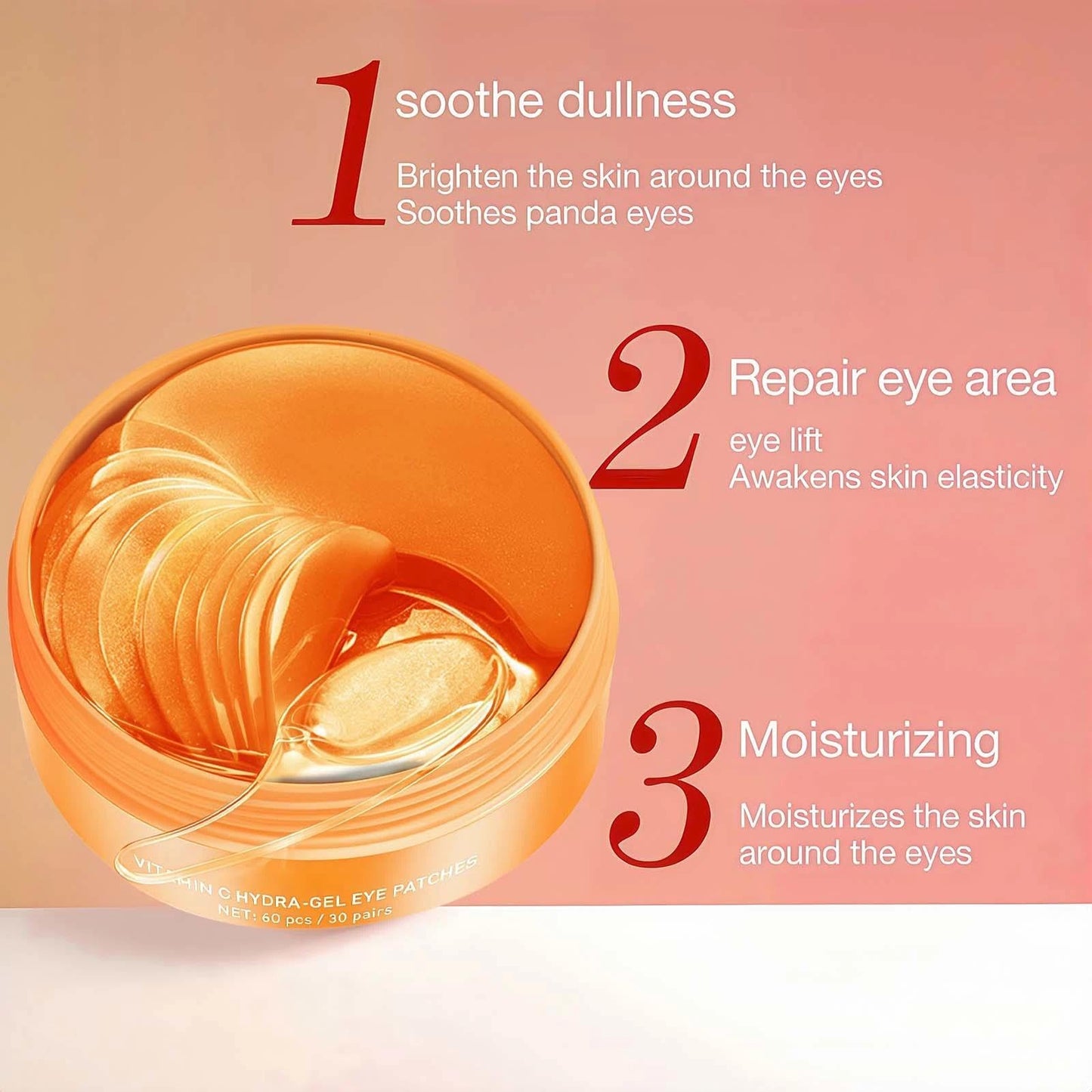 Vitamin C & Collagen Eye Patches for Dark Circles, Anti-Wrinkle, Anti-Aging Under Eye Masks - Puffiness and Eye Bags Removal Treatment for Women 60Pcs