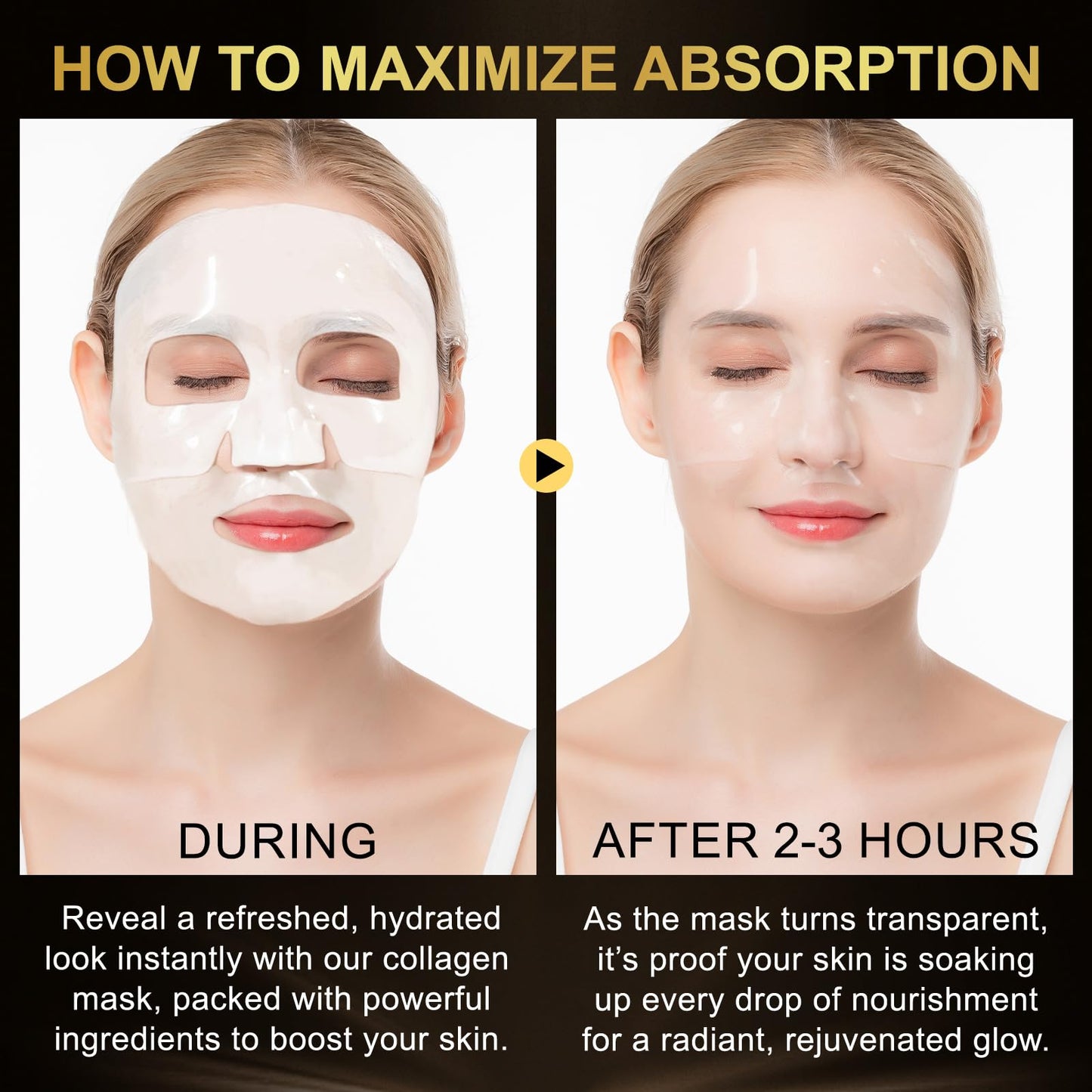 Buyourtaste Advanced Snail Mucin Glass Glow Hydrogel Face Masks, 4Pcs Collagen Face Mask, Snail Mucin Serum Mask, Snail Mucin Face Mask, Hydrating, Soothing & Firming, Brighten Skin, Reduce Fine Lines