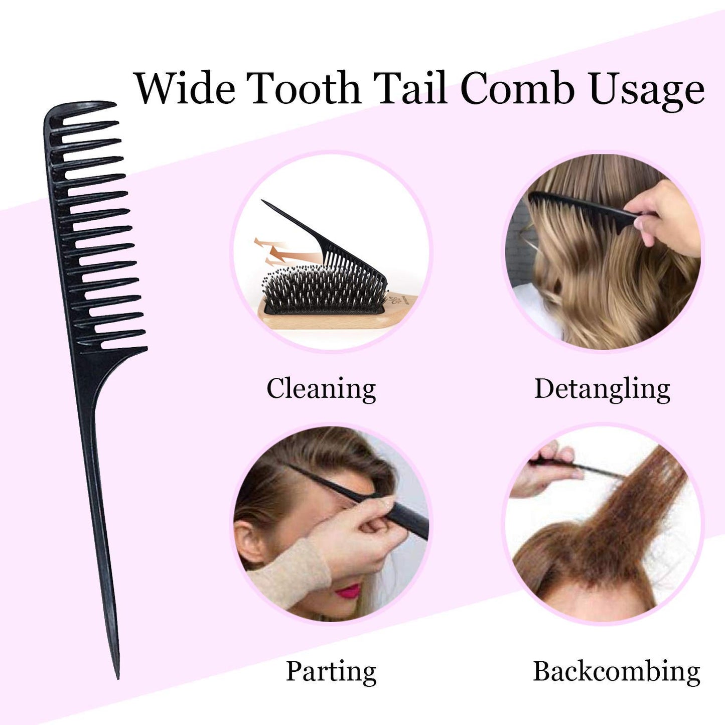 Hair Brush Boar Bristle Hairbrush for Thick Curly Thin Long Short Wet or Dry Hair Adds Shine and Makes Hair Smooth, Best Paddle Hair Brushes and Comb Set for Men Women Kids