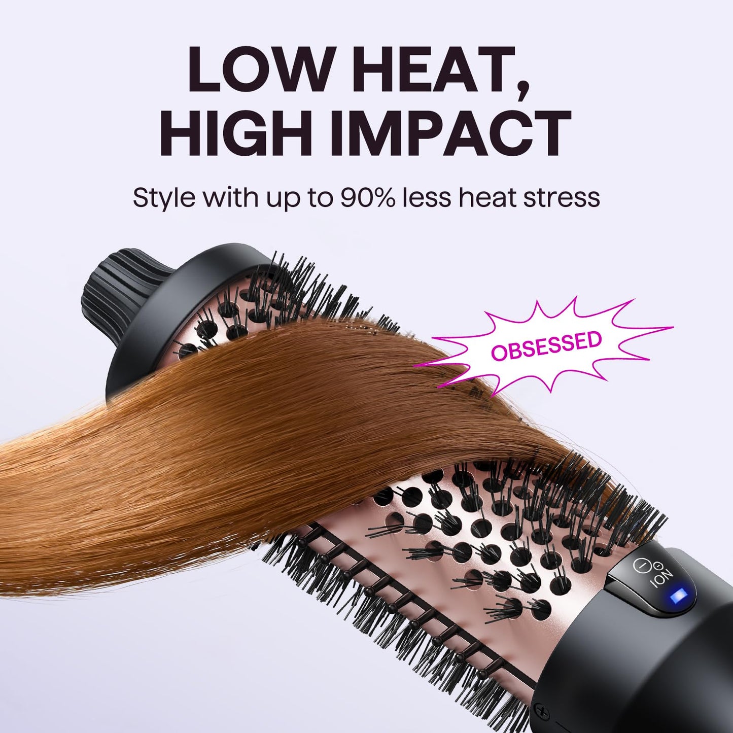 wavytalk Wavytalk Thermal Brush, Blowout Boost Ionic Heated Hot Round Brush, to Make Hair Smoother & Shinier, Easy to Use & Less Damage, 38mm Barrel, 5 Temperature Settings, Dual Voltage, UK Plug, Rose Gold