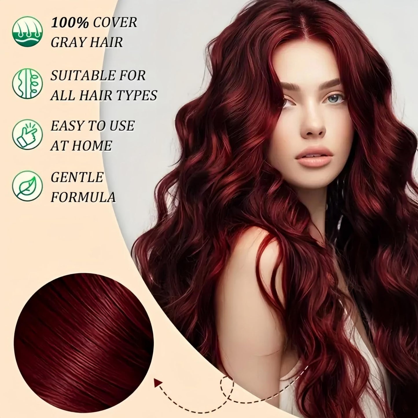 SingHao Polar Hair Dye Shampoo,Instant Herbal Coloring Shampoo,3 In 1 for Gray Hair Coverage,Hair Care Dye Shampoo,Natural Plant Hair Dye Shampoo,Semi Permanent Hair Dye,Red Brown Hair Dye,Foam Hair Dye(Red)